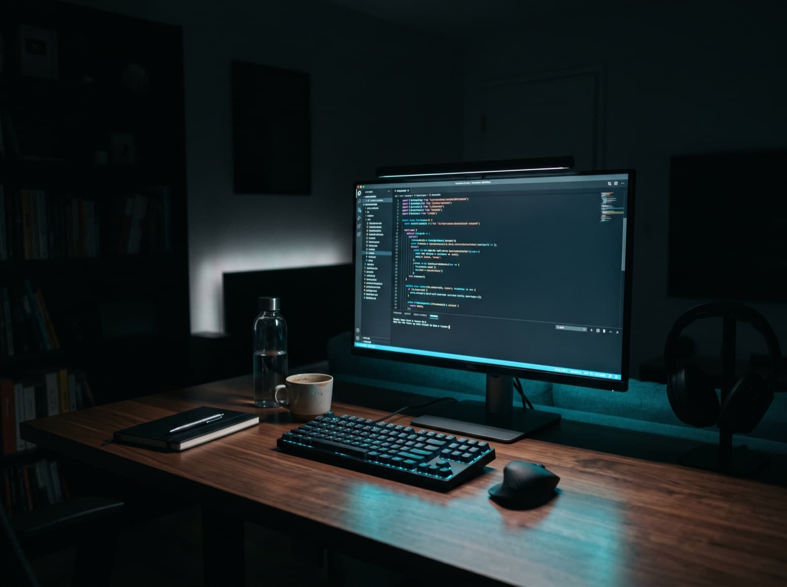 A developer writing code on screen